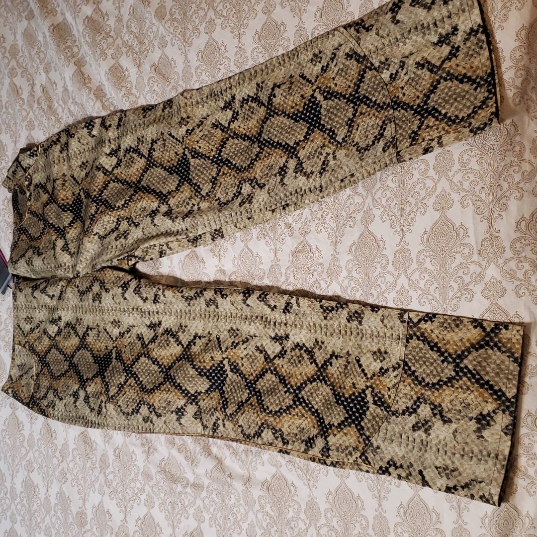 Stq Golden Snakeskin Print Trousers